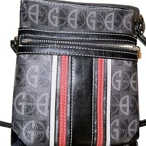 Giani Bernini Dasher Center Stripe Crossbody Bag Black